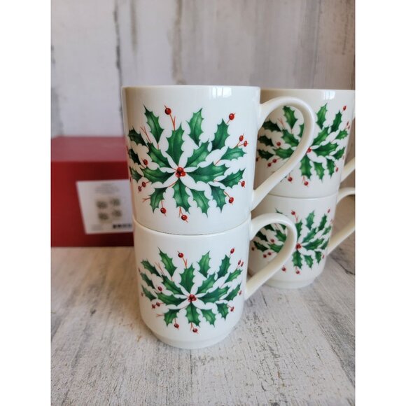 Lenox holiday stacking mug mistletoe 12 oz cup Xmas home decor - Picture 2 of 7